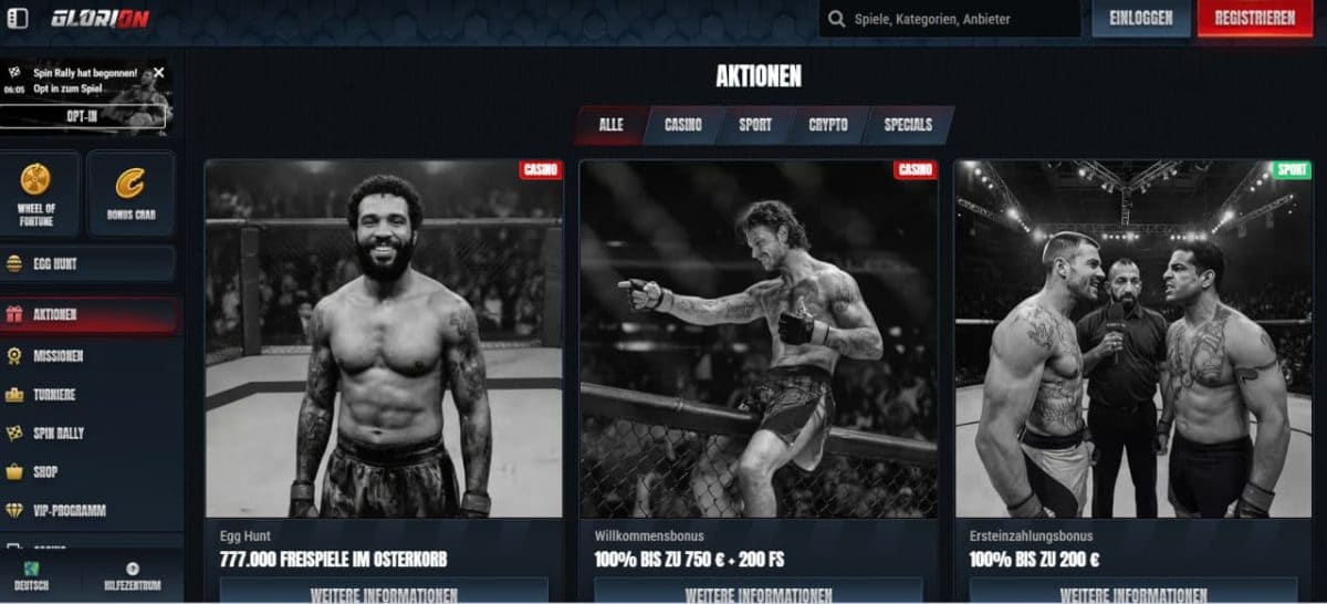 Glorion Casino Boni 2026 – Anmeldung & Spiele DE image 1